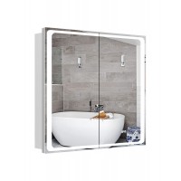 Зеркальный шкаф Alfa 70 с LED-подсветкой, часами и подогревом белый (2110427)