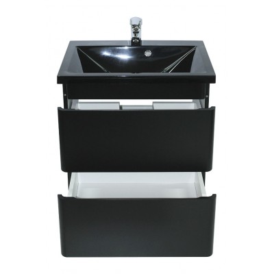 Тумба Bianco консольна з чорним умивальником Bianco 60 (2 шухл.) чорна (234197880)