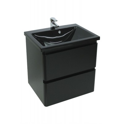 Тумба Bianco консольна з чорним умивальником Bianco 60 (2 шухл.) чорна (234197880)