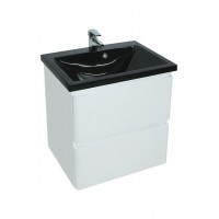 Тумба Bianco консольна з чорним умивальником Bianco 55 - 2 ящика біла (239266151 )